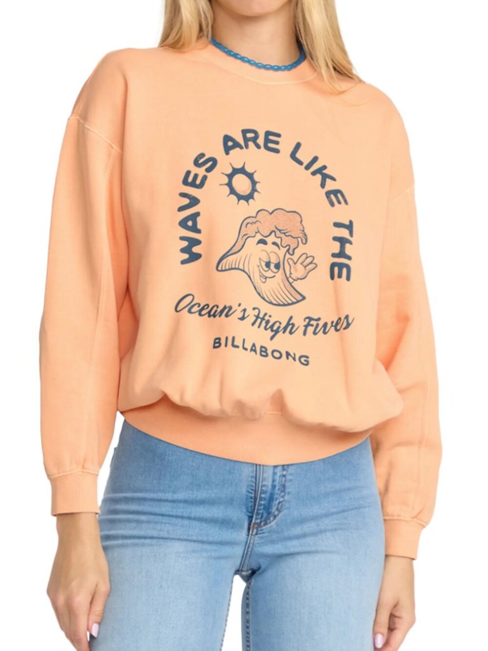 Billabong Time for Kendal Crewneck Fleece Graphic Sweatshirt in Sunstone